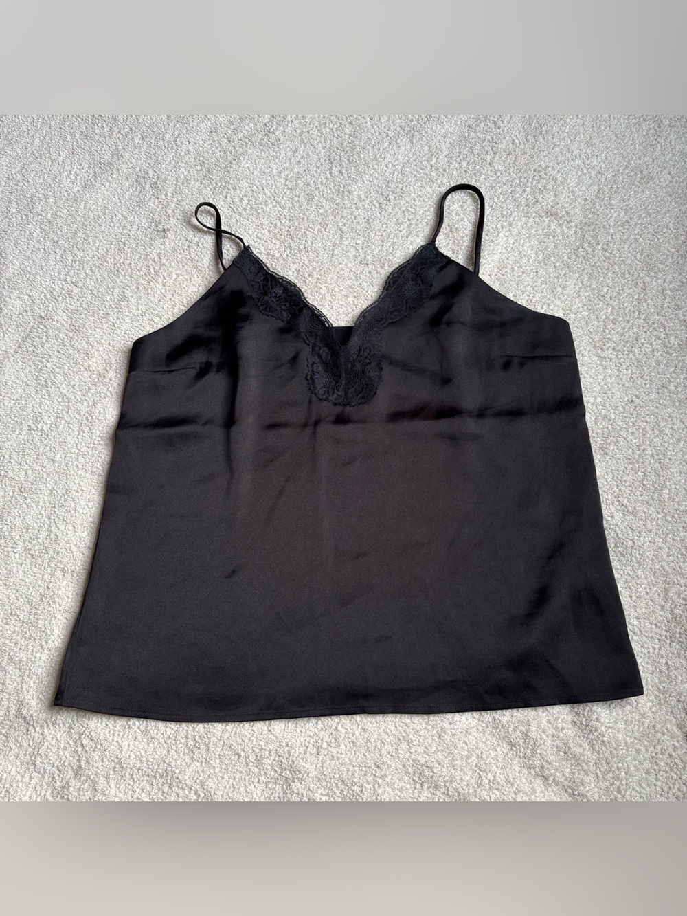 Express Black Satin Lace-Trim Cami Tank